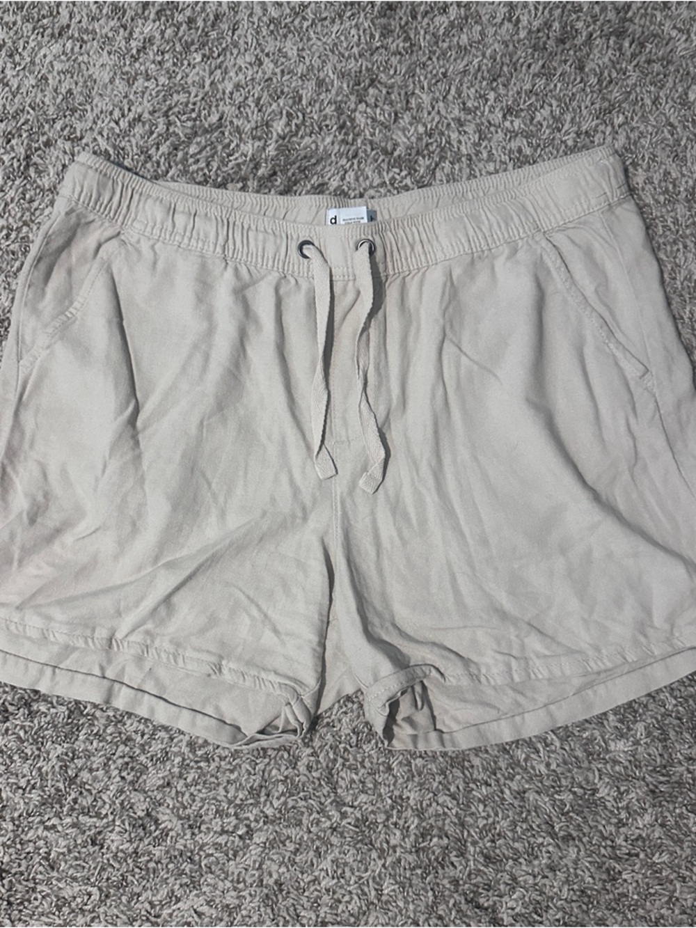 Casual Drawstring Women’s Athletic Shorts - Light Beige